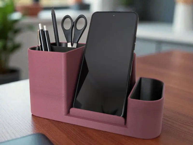 Organizador de Mesa com Suporte de Celular Integrado