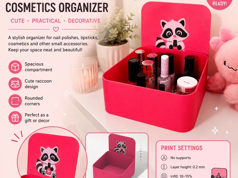 Organizador de Esmalte e Cosméticos (Design Fofo)